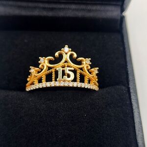Quinceañera Tiara with Stones - 14kt SOLID GOLD